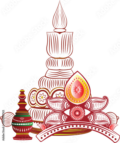 Bengali wedding Mukut and Topor design.