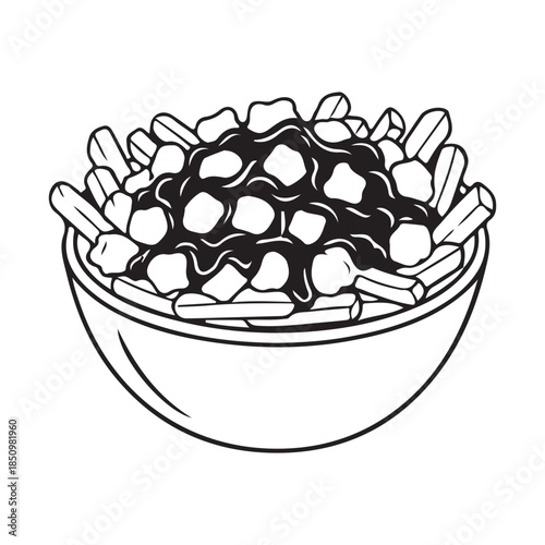 Poutine Vector Illustration with French Fries, Cheese Curds, and Gravy 