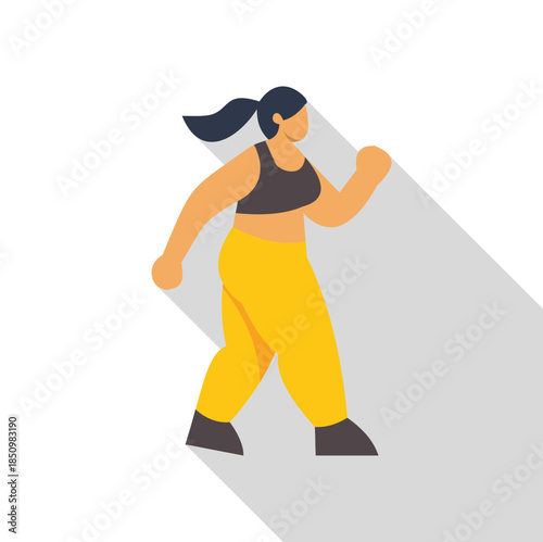 Curvy woman wearing sportswear walking and promoting body positivity and self acceptance