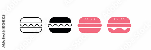 Minimal Macaron Dessert Icons in Line and Solid Vector Styles