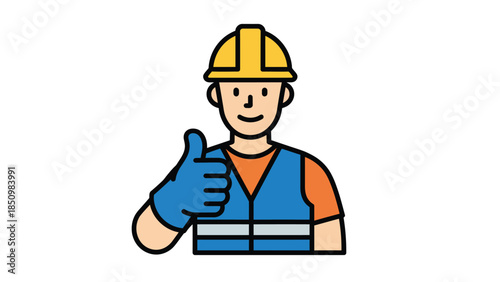 Construction worker giving a thumbs up gesture.