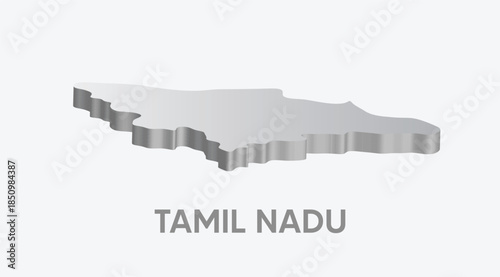 Tamil Nadu three dimensional map illustration for geography political presentation
