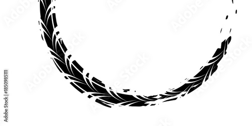 Black tire tracks. Car, bike, motorcycle tyre marks with grunge effect set isolated on white background. Collection of different wheels footprints on the road. Top view of rubber protector marks.