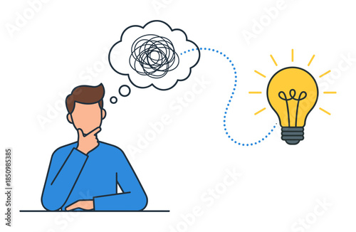 Man thinking problem finding solution idea lightbulb
