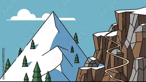 Couple walking hand in hand on snowy cobblestone street with festive lights and christmas decorations, warm atmosphere, romantic winter scene, snowfall