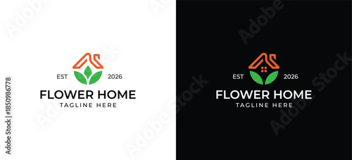 Luxury Home Flower house logo design icon sign symbol vector illustration template