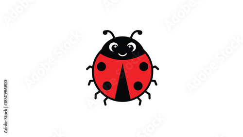 Cute cartoon ladybug illustration with black spots and happy face.