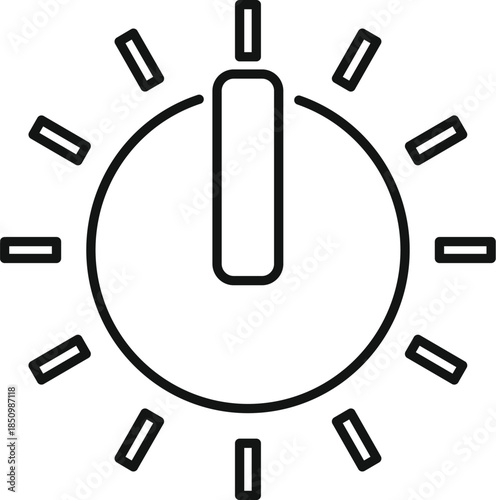 Simple line drawing of a light switch emitting light beams, representing power and illumination
