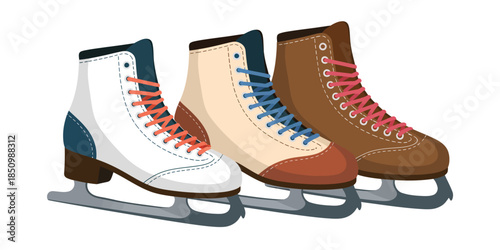 Ice skates winter sport footwear and equipment designed for skating blade performance, cold season activity