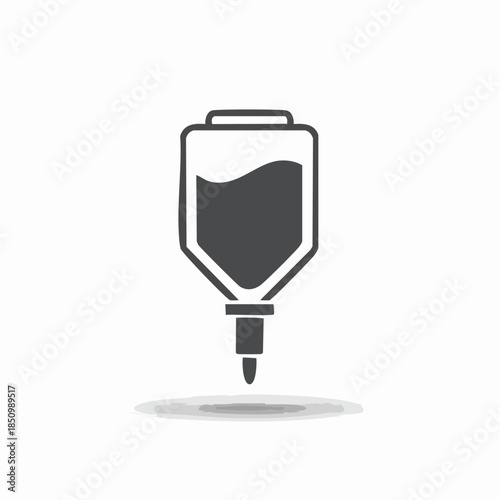 Icon of medical fluid bag isolated in silhouette style, used in hospitals for patient IV drip treatment