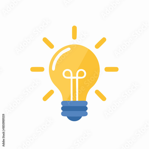 Yellow lightbulb emitting light, creative idea, innovative concept, energy efficiency, electric power, invention, lighting