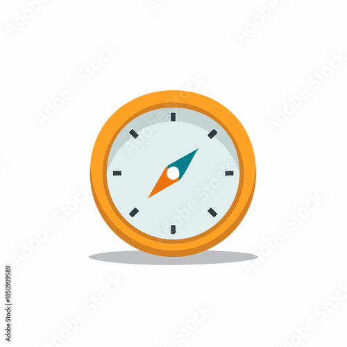 Orange Round Compass Pointing Direction for Guidance and Navigation Icon Design Illustration
