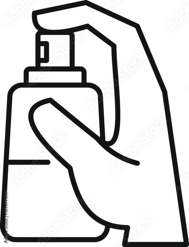 Close up of a hand using a spray bottle, likely containing a cosmetic product