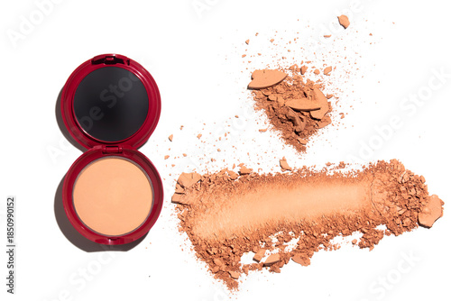 Картината върху платно beige fouundation primer powder pact makeup product mockup with texture swatch s