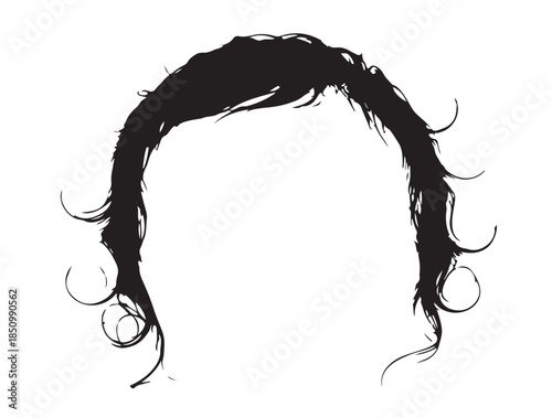 Baby hair in silhouette white background.