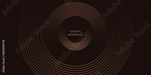 3D brown lines techno abstract background overlap layer on dark space with circles shapes effect decoration. Modern graphic design element stripes style concept for web banner, card, or brochure cover