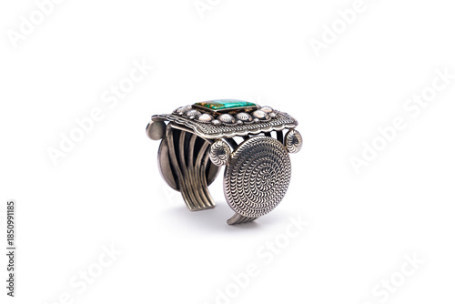 High end quality Native American silver and turquoise bracelets, also called cuffs.