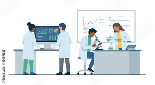 Scientists team working in a research laboratory
