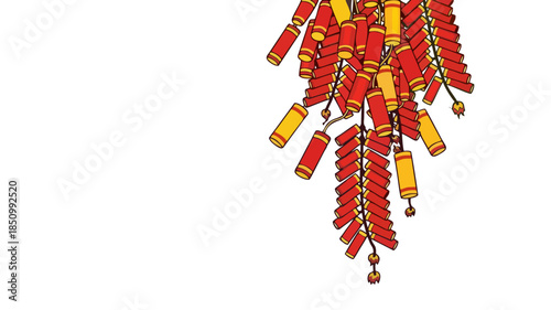 Explosion of Red Firecrackers for Festive Celebrations and Chinese New Year