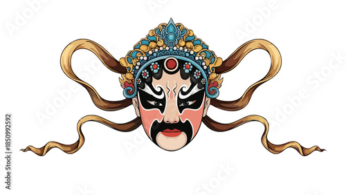 Traditional Chinese Opera Mask Illustration Peking Opera Face Art