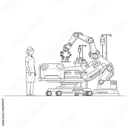 Industrial robotic arm system in factory setup.