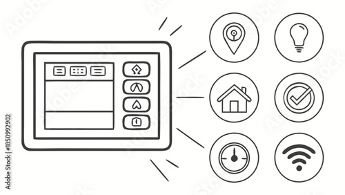 Smart Home Thermostat and Climate Control Icons Set Vector Illustration 