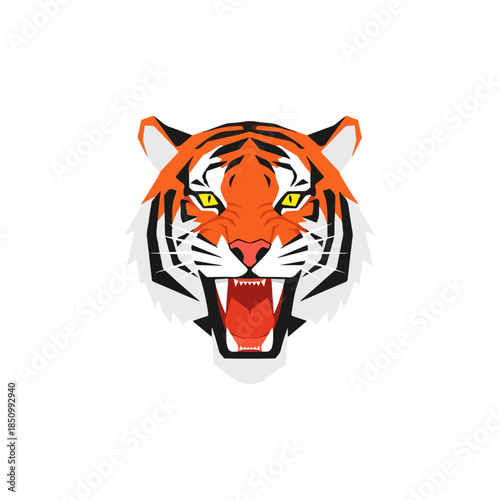 front facing roaring tiger head illustration.