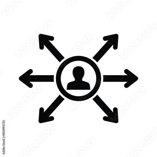 Person Icon with Arrows Pointing in Multiple Directions