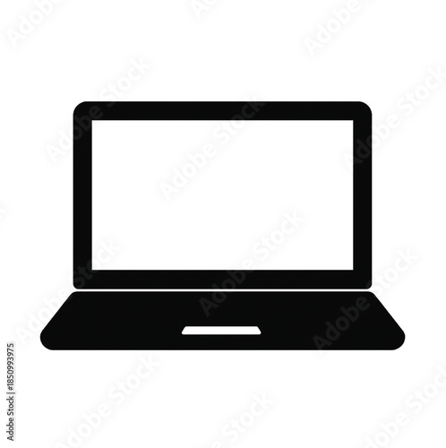 Minimalistic Laptop Icon: a sleek, modern laptop computer icon, presented in a minimalist style, the image focused on showcasing a basic computer device.
