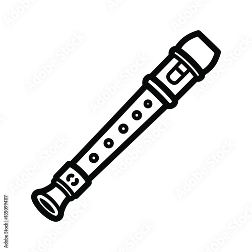 Black and white illustration of a recorder flute
