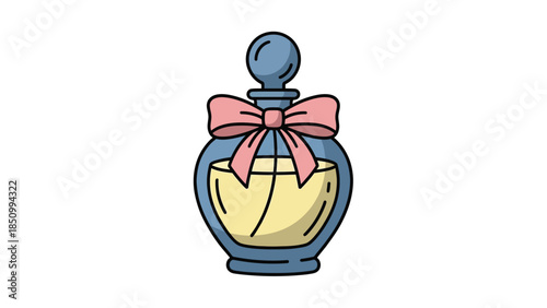 Elegant Perfume Bottle with Pink Bow Decoration.