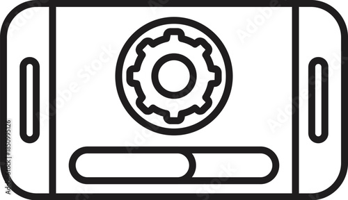 Simple and minimal updating software process on a smartphone with gear and progress bar