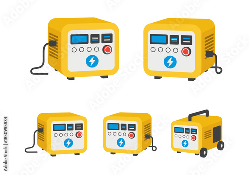 Portable power station charging devices electric generator illustration