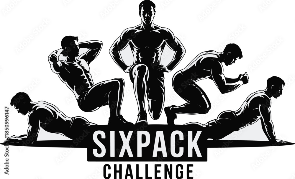 Fototapeta premium Sixpack Challenge Fitness Motivation Silhouettes male