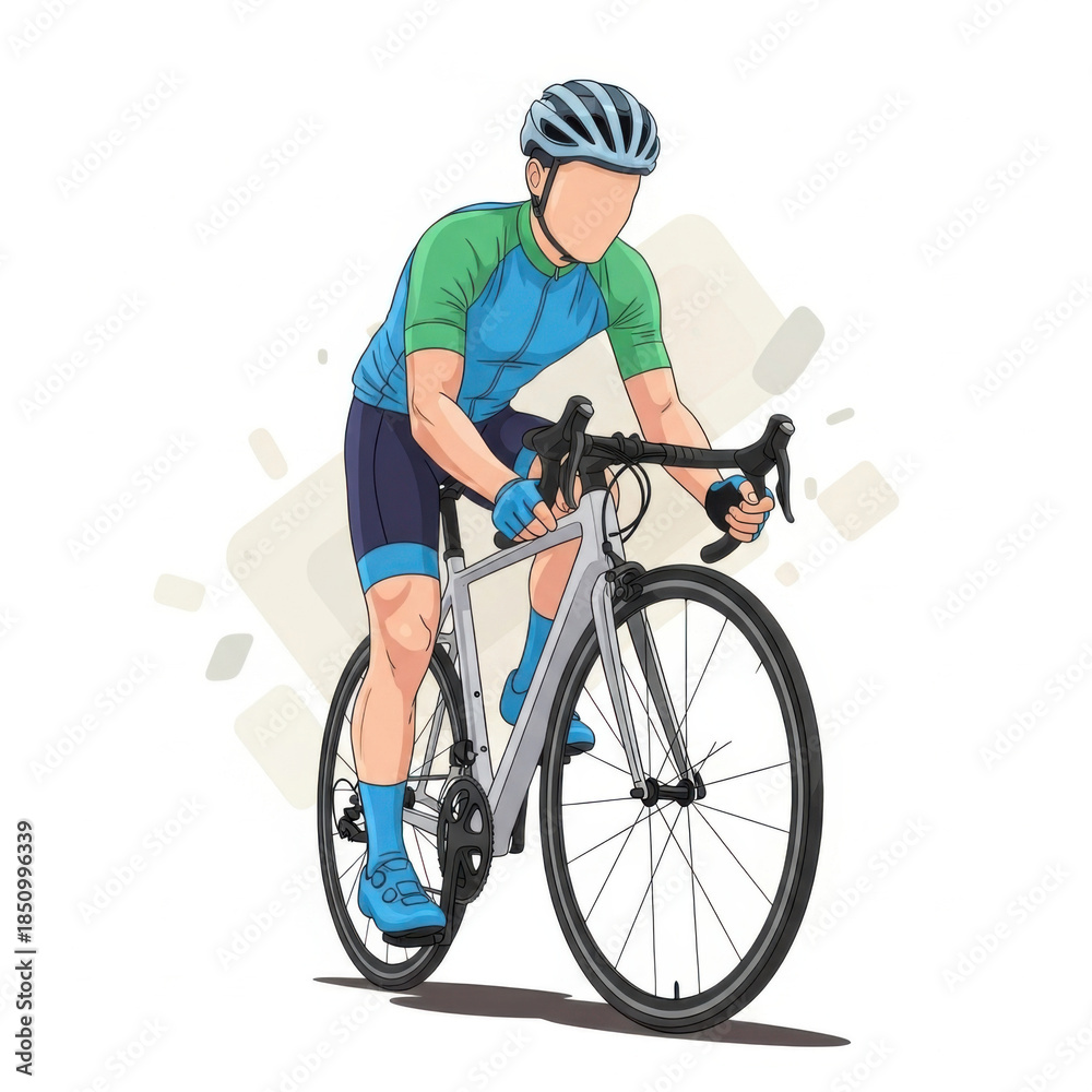 Fototapeta premium Cyclist in Bright Team Kit Riding a Road Bike with Drop Handlebars