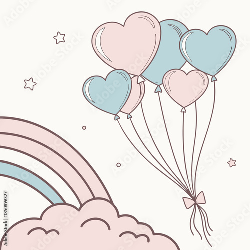 Soft Cloud Like Hearts Drifting Upward  Dreamy Rom