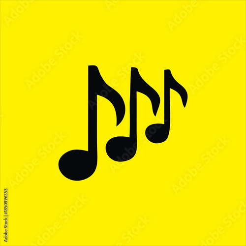 Three black musical notes icon.