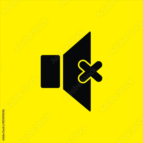 Black mute speaker yellow background