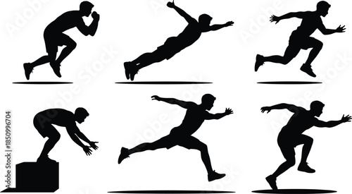 Man's Dynamic Fitness Movements Silhouette exercise