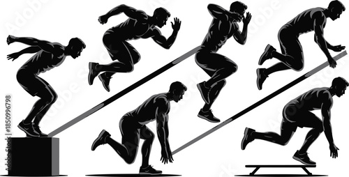 Man Performing Plyometric Exercises Silhouette fitness