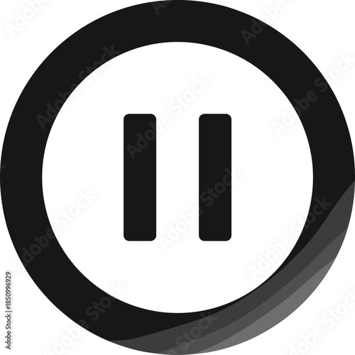 Modern outline icons showing a stylized pause command to denote specialized software controls, content consumption management, and temporary suspension of digital media sessions.