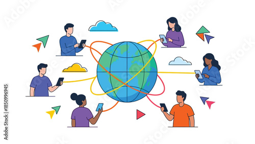 Global communication network connecting diverse people worldwide.