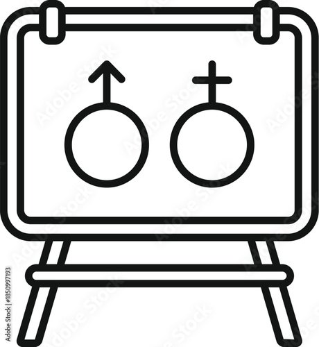 Blackboard displaying male and female gender symbols representing sex and relationships