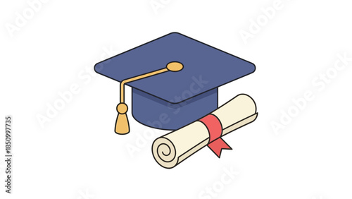 Graduation Cap and Diploma Symbolizing Academic Achievement.