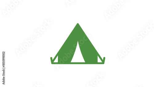 Green Tent Icon Representing Camping and Outdoor Adventure.