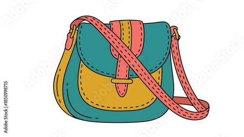 Hand-drawn illustration of a stylish crossbody bag.
