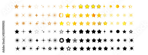 Star icon vector illustration. Sparkle star icons. Stars flat line icons set.