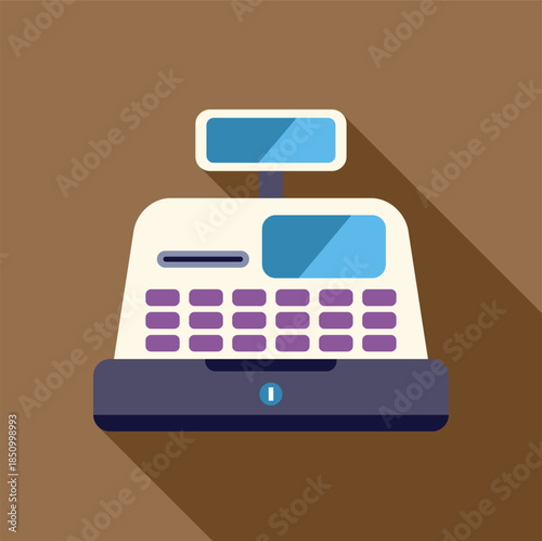 Cash register with a digital display and keypad, representing modern point of sale systems for processing transactions
