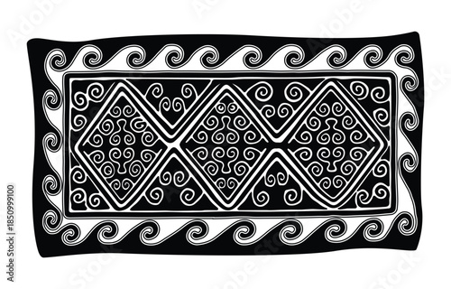 Geometric Ornamental Border in Black and White