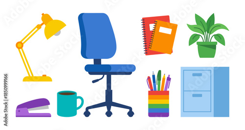Office workspace items with rainbow pride pen holder